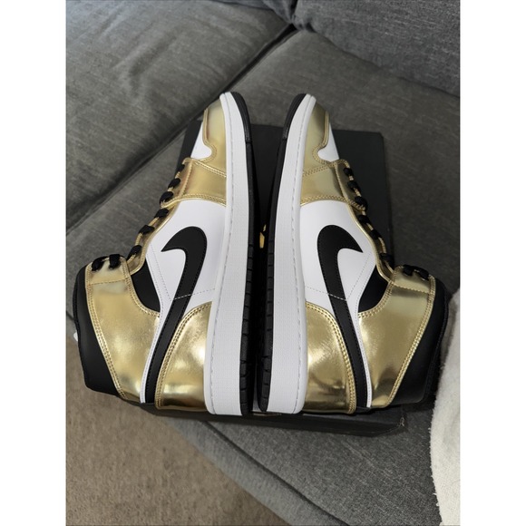 Nike Air Jordan 1 Mid SE‎ Metallic Gold DC1419-700 Black White Men\'s Sz 12 New main image 6